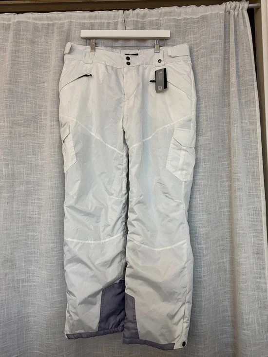 Women's White Insulated Snow Jogger Pants - Picture 1 of 4